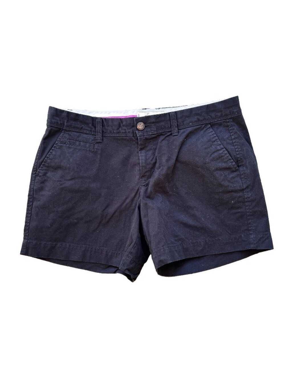 Old Navy Favorite Khaki Perfect Shorts Women 10 5" Inseam Black Flat Front Chino